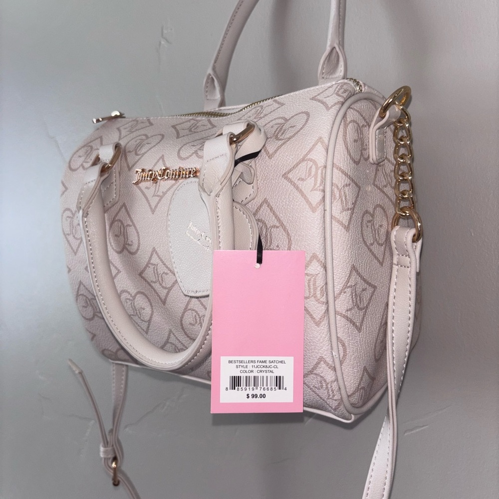 Juicy Couture Cream Quilted Satchel with Gold Hardware